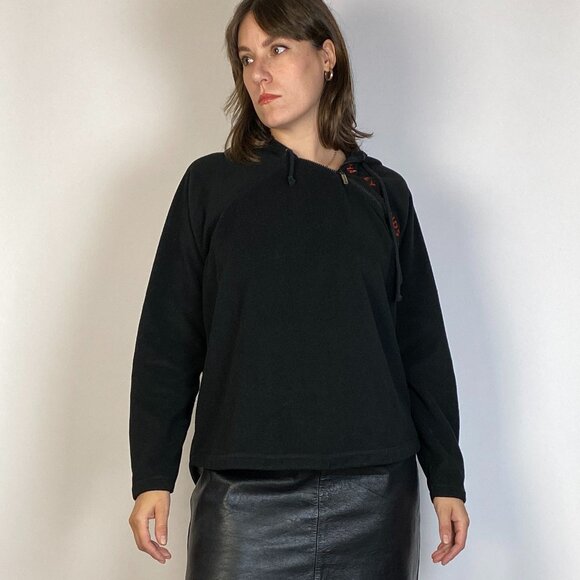 Vintage Y2K Authentic HARLEY DAVIDSON Fleece Asymmetrical Hoodie Medium to Large - Picture 4 of 12